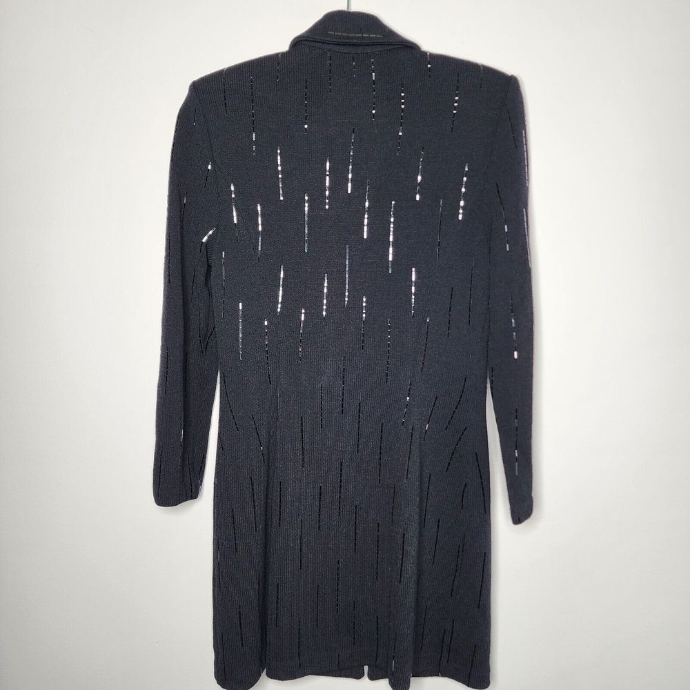 SPARKLY‎ St. John Evening 2 pc. Santana Knit Long Jacket and Long Skirt Black  4 - Picture 4 of 16
